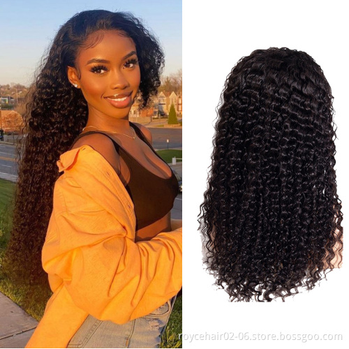 Cheap Invisible Swiss Lace 100% Peruvian Virgin Human Hair 30 Inch Curly Hair Braid Pre Plucked  6x13 HD Lace Front Wig